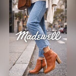 Madewell 1937 Leather Almanac Zip Ankle Booties 8 – Cognac